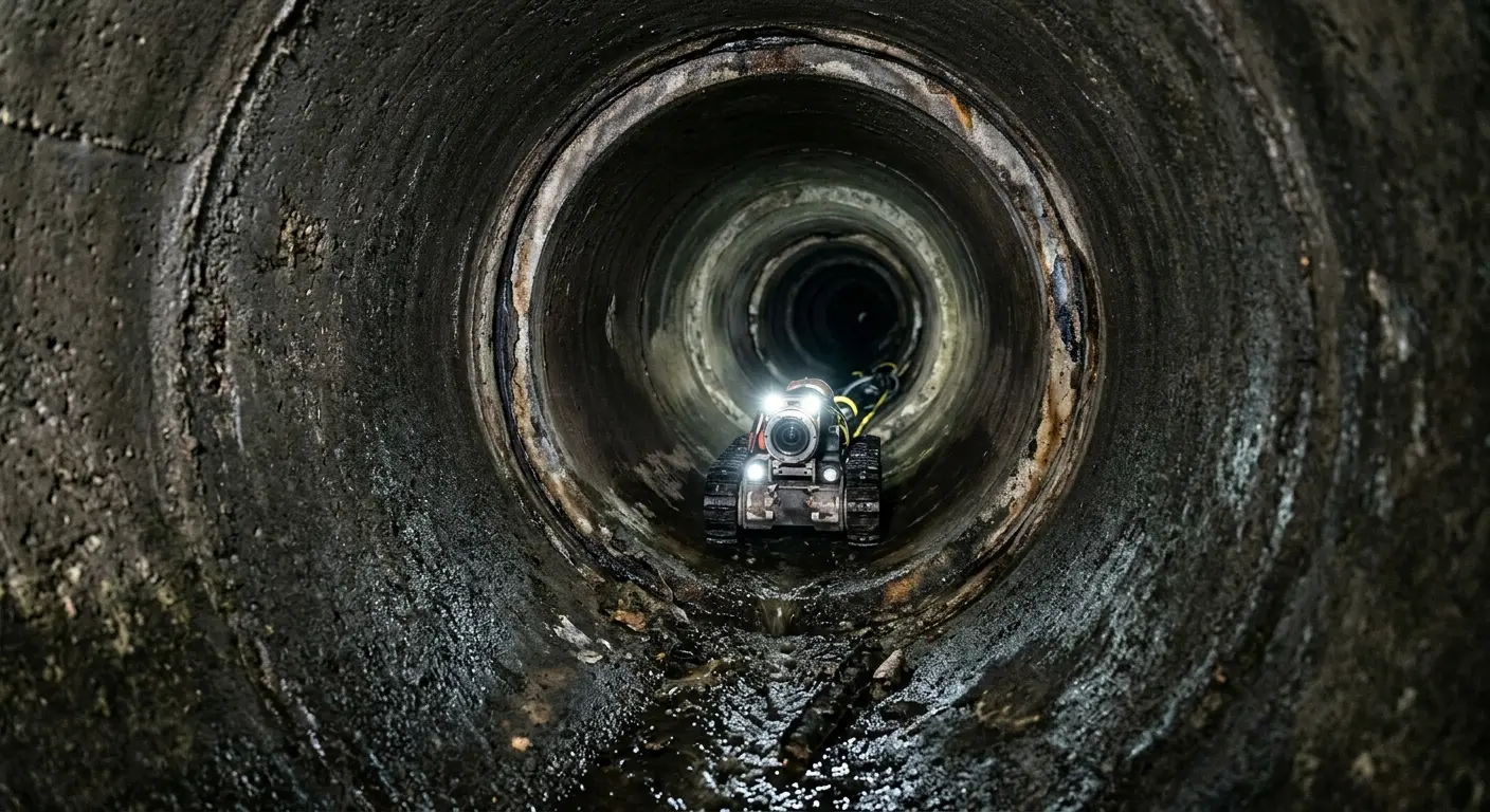 Robotic sewer camera inspecting pipe interior for Sewer Line Repair in Leitchfield